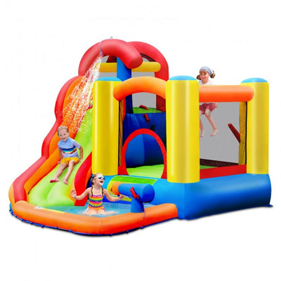 Kids Inflatable Water Slide Park Bounce House Jumping Castle with Ball Shooting and Air Blower for Summer Playland