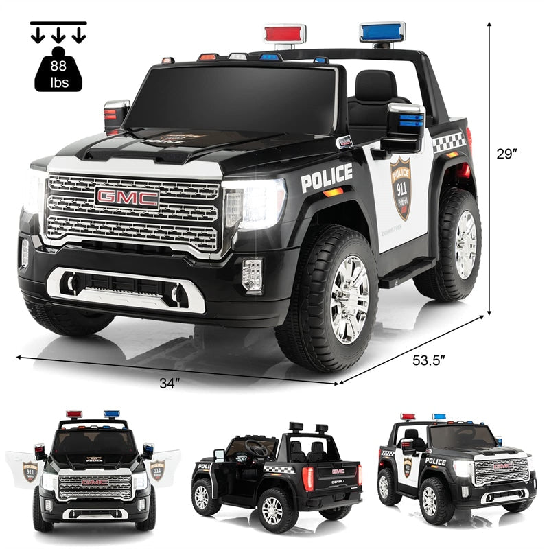 2 Seater Battery Powered GMC Kids Ride on Truck 12V Licensed Electric Car with Remote Control and Storage Box-Canada Only