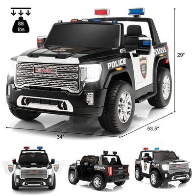 2 Seater Battery Powered GMC Kids Ride on Truck 12V Licensed Electric Car with Remote Control and Storage Box