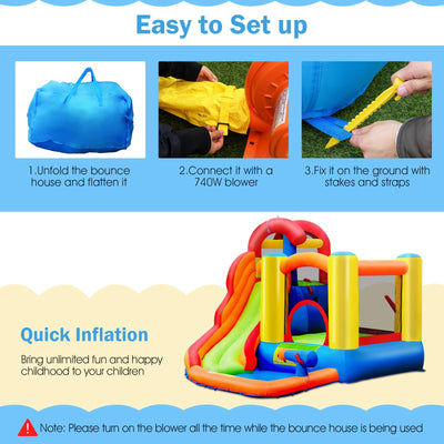 Kid Inflatable Bounce House Water Slide Castle with Blower