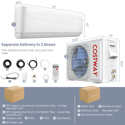 18000 BTU Mini Split Air Conditioner with 17 SEER Heater