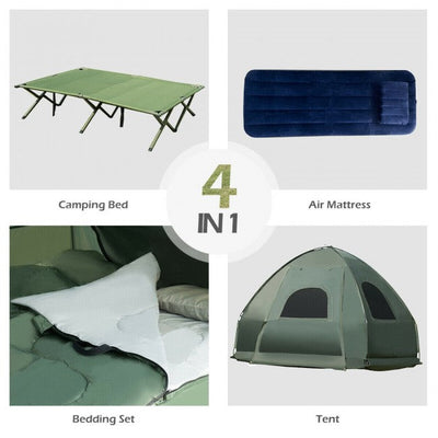 1-Person Compact Portable Pop-Up Tent Air Mattress and Sleeping Bag