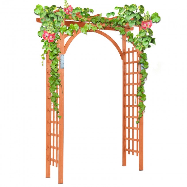 85" Outdoor Wood Arbor Arch, Garden Archway Lattice Trellis Pergola for Backyard Climbing Plants and Wedding Bridal Decor