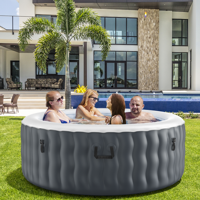 4 Person Portable Inflatable Hot Tub Spa 71" x 27" Outdoor Heated Air Jet Spa with Massage Bubble Jets