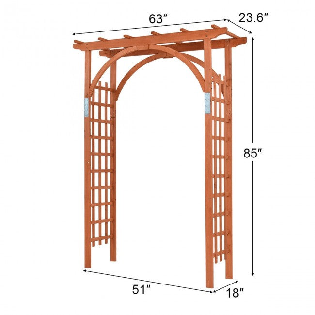 85" Outdoor Wood Arbor Arch, Garden Archway Lattice Trellis Pergola for Backyard Climbing Plants and Wedding Bridal Decor