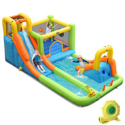 7-in-1 Jumping Bouncer Castle with 735W Blower for Backyard