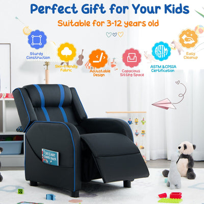 Kids Recliner Chair with Side Pockets and Footrest