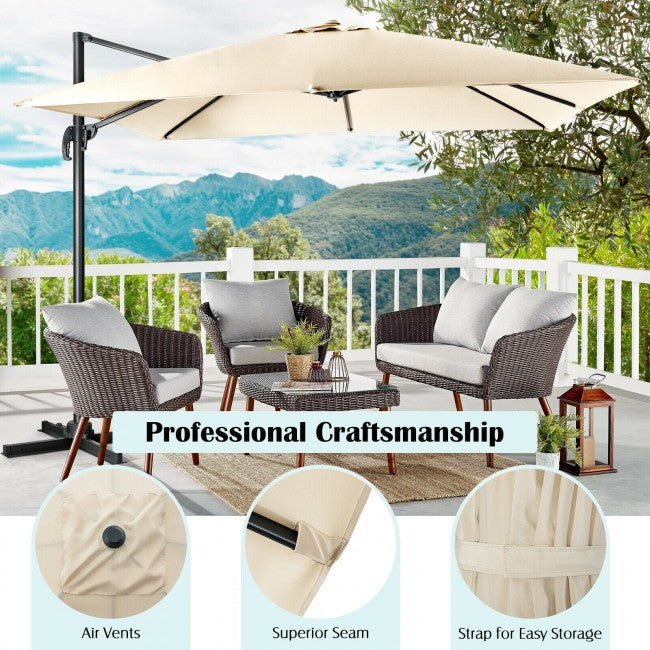 10ft Patio Hanging Offset Cantilever Umbrella with Easy Tilt