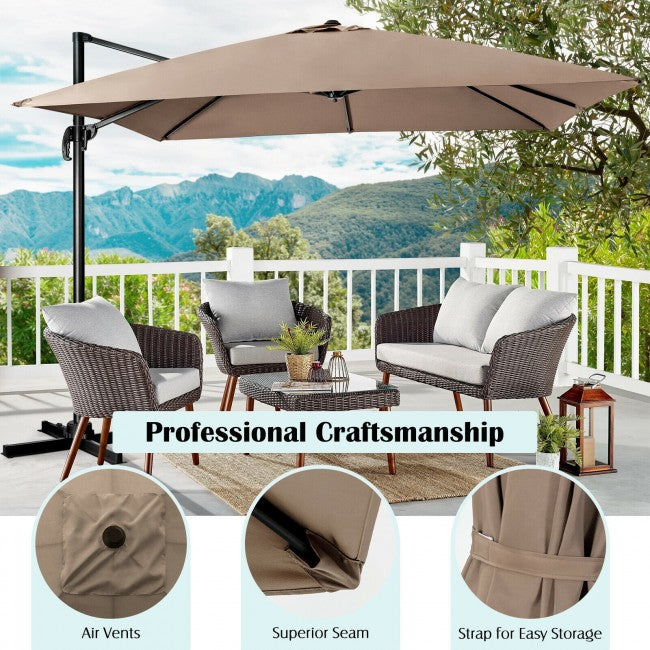 10ft Patio Hanging Offset Cantilever Umbrella with Easy Tilt
