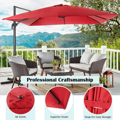 10ft Patio Hanging Offset Cantilever Umbrella with Easy Tilt