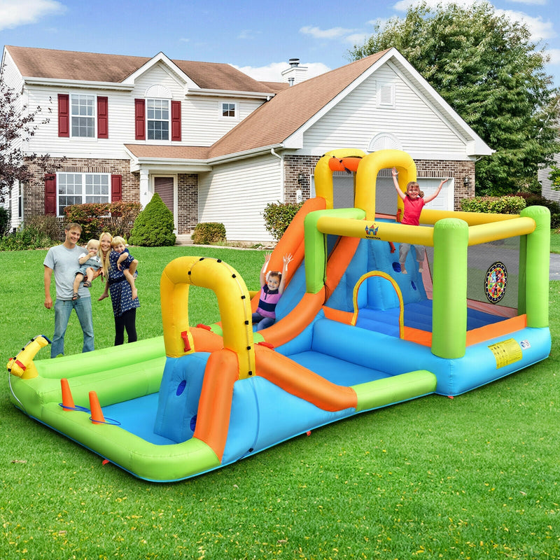 7-in-1 Jumping Bouncer Castle with 735W Blower for Backyard