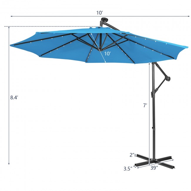 10ft Patio Offset Hanging Umbrella with Easy Tilt Adjustment