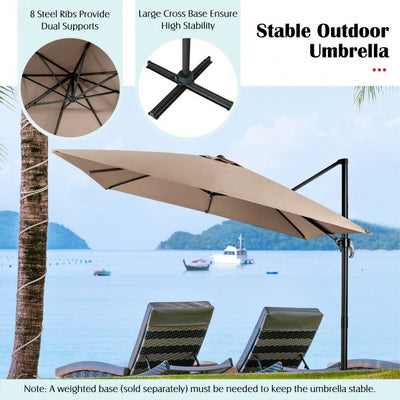 10ft Patio Hanging Offset Cantilever Umbrella with Easy Tilt