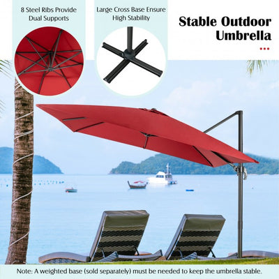 10ft Patio Hanging Offset Cantilever Umbrella with Easy Tilt