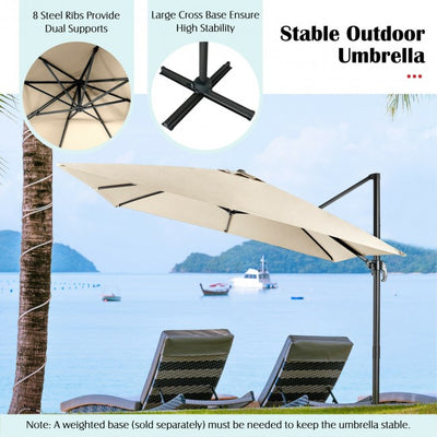 10ft Patio Hanging Offset Cantilever Umbrella with Easy Tilt