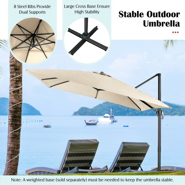 10ft Patio Hanging Offset Cantilever Umbrella with Easy Tilt