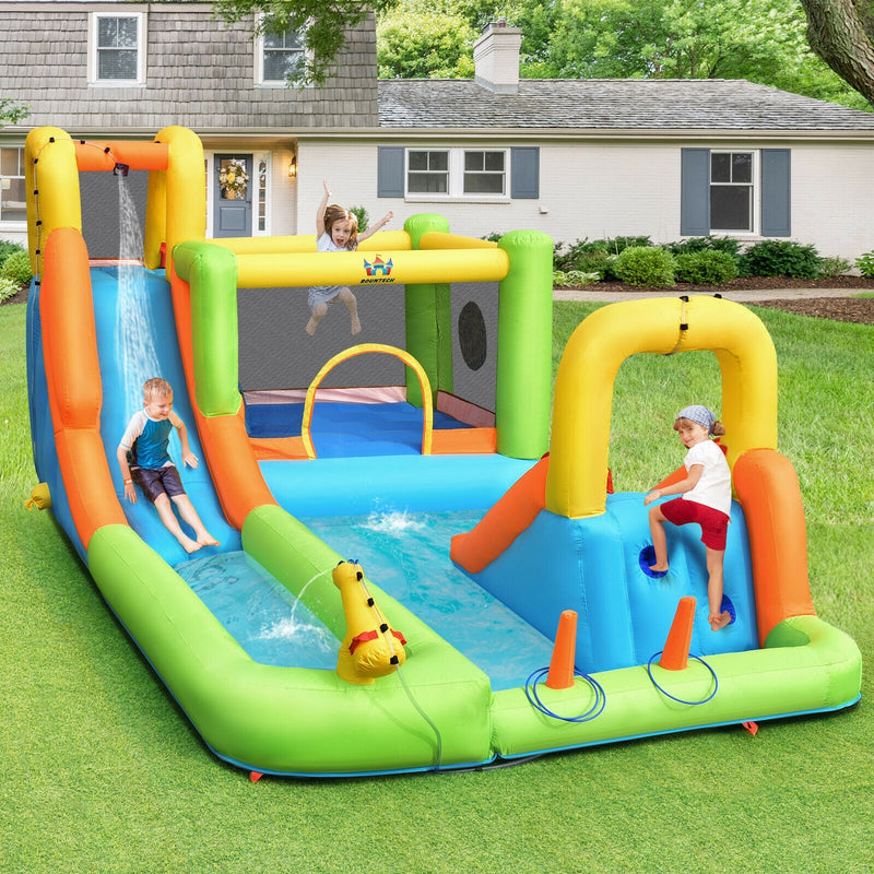 7-in-1 Jumping Bouncer Castle with 735W Blower for Backyard