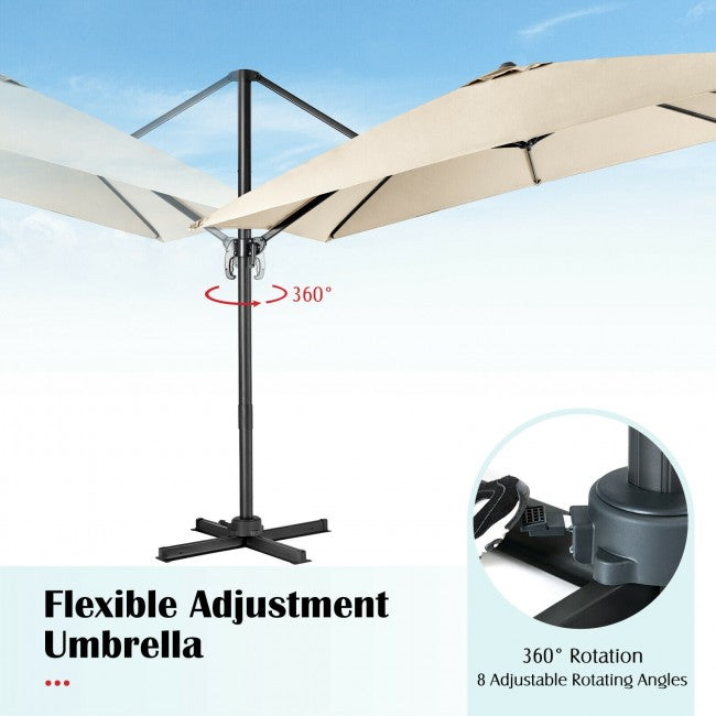 10ft Patio Hanging Offset Cantilever Umbrella with Easy Tilt