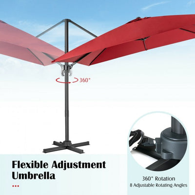 10ft Patio Hanging Offset Cantilever Umbrella with Easy Tilt
