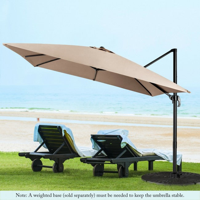 10ft Patio Hanging Offset Cantilever Umbrella with Easy Tilt