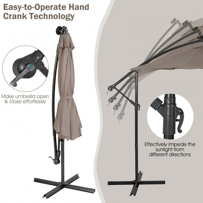 10ft Patio Offset Hanging Umbrella with Easy Tilt Adjustment