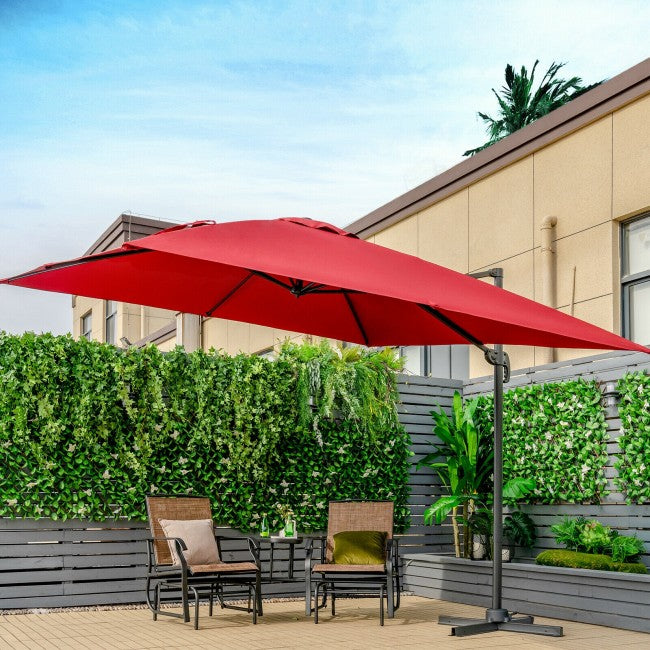 10ft Patio Hanging Offset Cantilever Umbrella with Easy Tilt