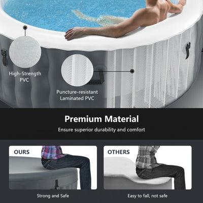 4 Person Portable Inflatable Hot Tub Spa 71" x 27" Outdoor Heated Air Jet Spa with Massage Bubble Jets