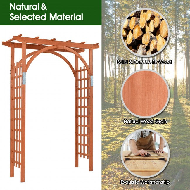 85" Outdoor Wood Arbor Arch, Garden Archway Lattice Trellis Pergola for Backyard Climbing Plants and Wedding Bridal Decor