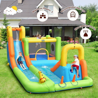 7-in-1 Jumping Bouncer Castle with 735W Blower for Backyard