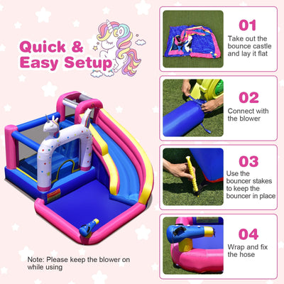 Unicorn Bounce Castle with 480W Air Blower