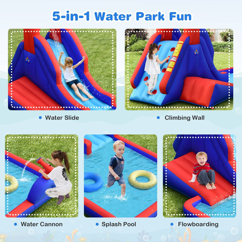 5-in-1 Inflatable Water Slide with Climbing Wall