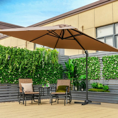 10ft Patio Hanging Offset Cantilever Umbrella with Easy Tilt