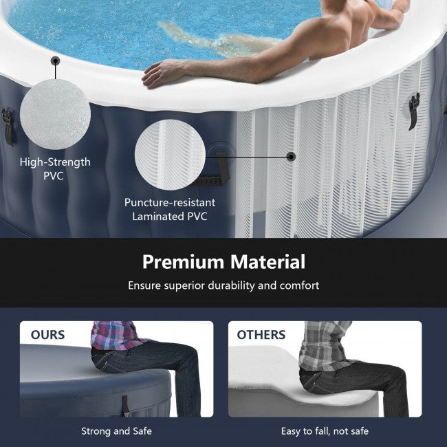 4 Person Portable Inflatable Hot Tub Spa 71" x 27" Outdoor Heated Air Jet Spa with Massage Bubble Jets