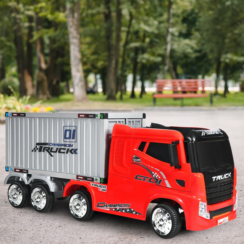 12V Kids Semi-Truck with Container and Remote Control