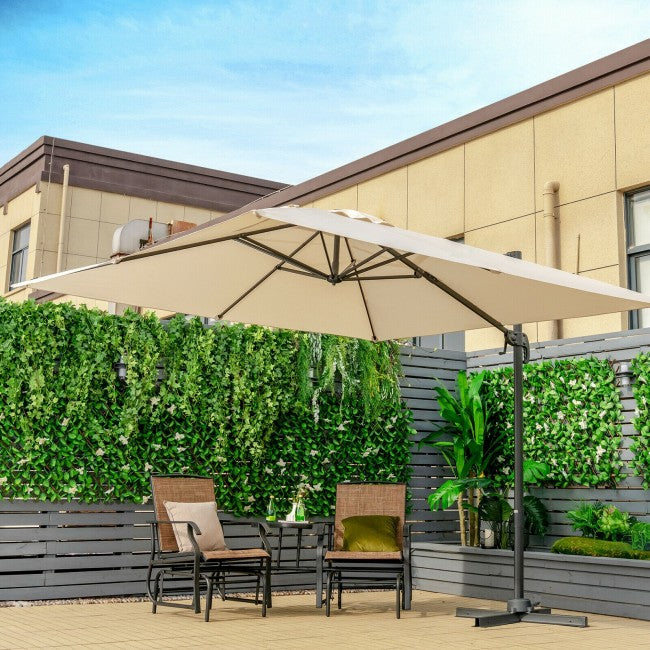 10ft Patio Hanging Offset Cantilever Umbrella with Easy Tilt