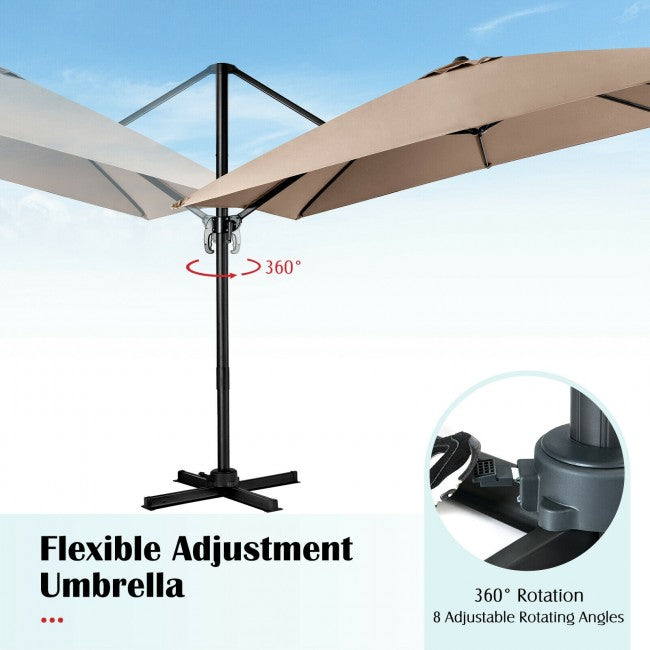 10ft Patio Hanging Offset Cantilever Umbrella with Easy Tilt