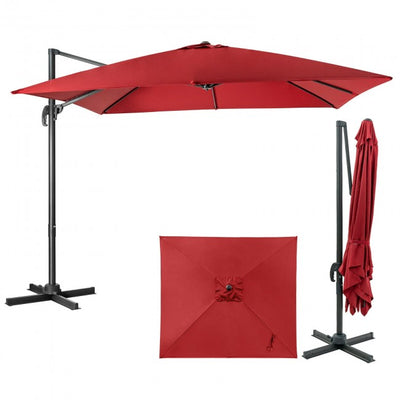 10ft Patio Hanging Offset Cantilever Umbrella with Easy Tilt