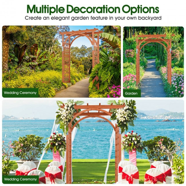 85" Outdoor Wood Arbor Arch, Garden Archway Lattice Trellis Pergola for Backyard Climbing Plants and Wedding Bridal Decor