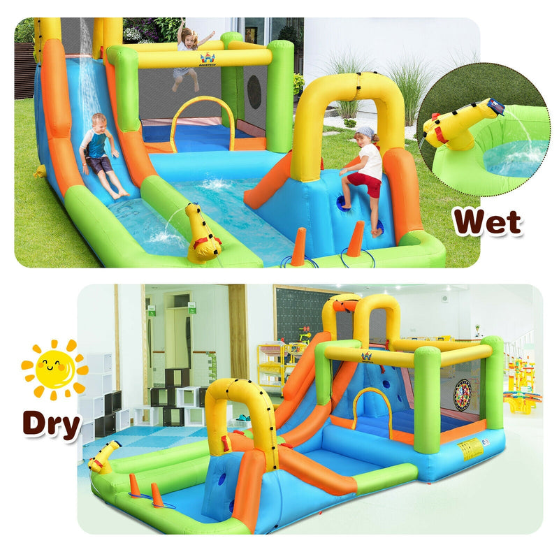 7-in-1 Jumping Bouncer Castle with 735W Blower for Backyard