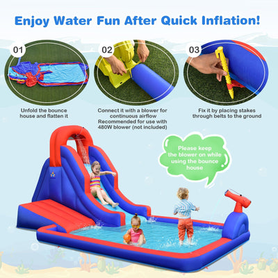 5-in-1 Inflatable Water Slide with Climbing Wall