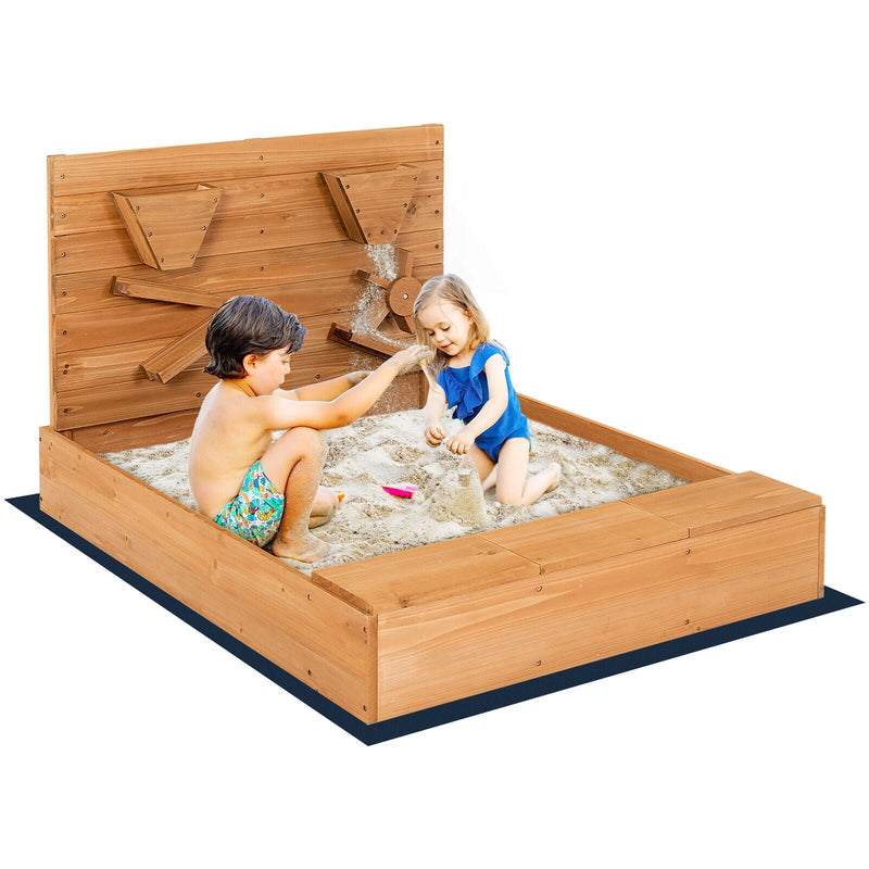 Kids Wooden Square Sandbox with Cover