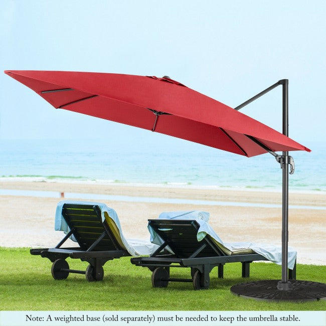 10ft Patio Hanging Offset Cantilever Umbrella with Easy Tilt