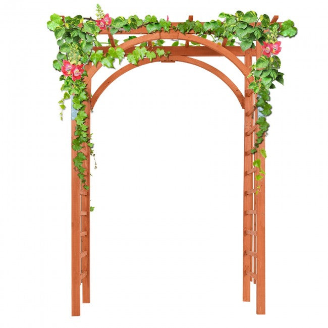 85" Outdoor Wood Arbor Arch, Garden Archway Lattice Trellis Pergola for Backyard Climbing Plants and Wedding Bridal Decor