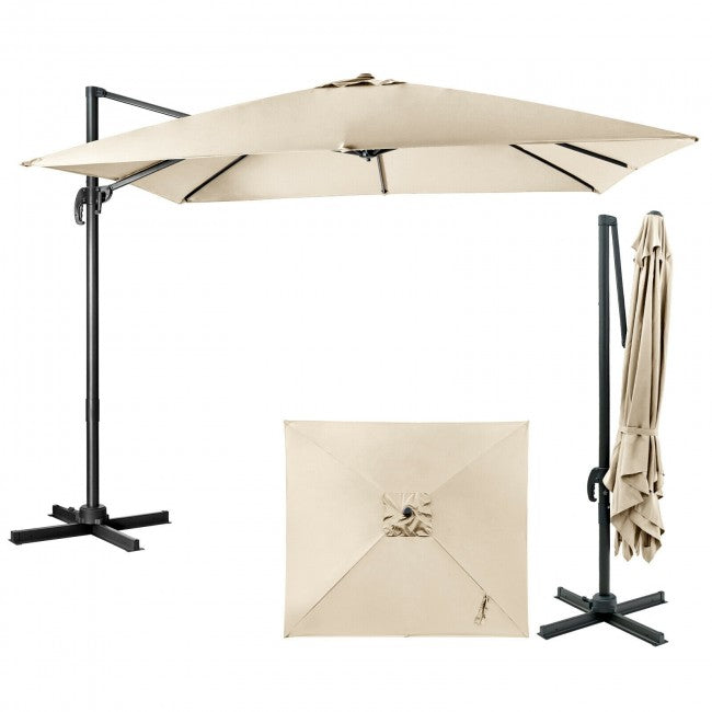 10ft Patio Hanging Offset Cantilever Umbrella with Easy Tilt