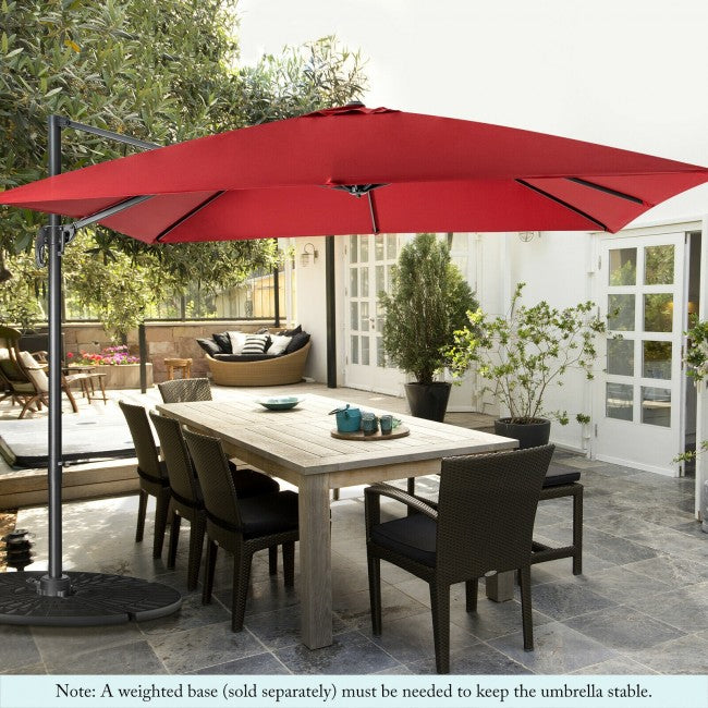 10ft Patio Hanging Offset Cantilever Umbrella with Easy Tilt