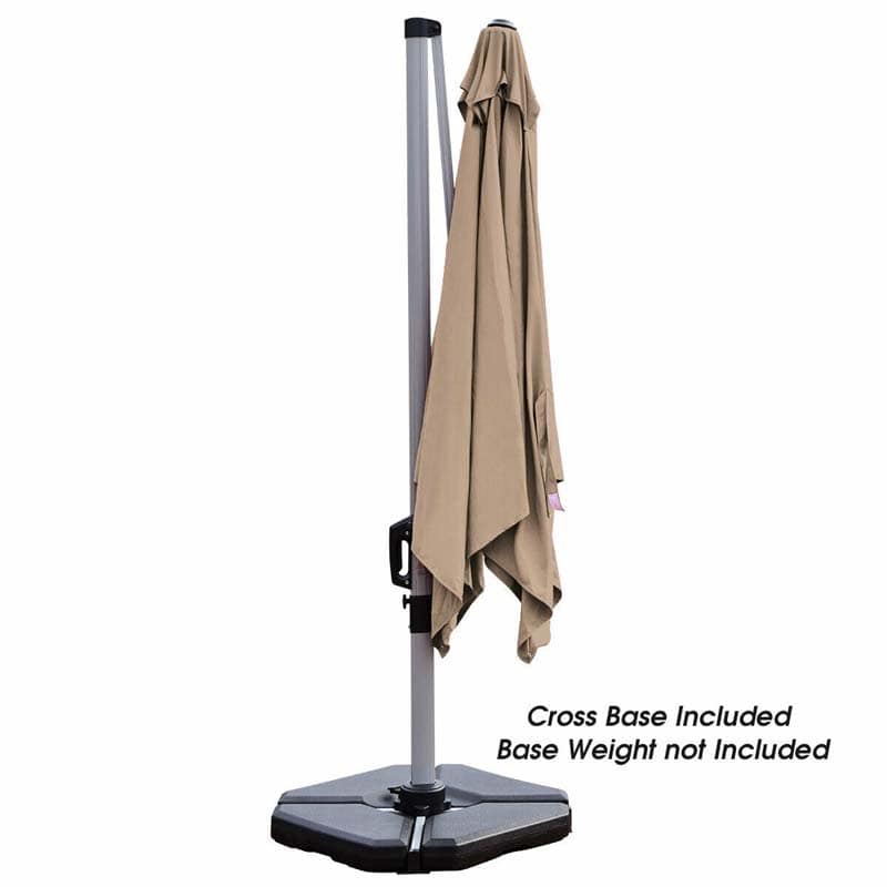 10 FT Outdoor Hanging Umbrella Patio Offset Cantilever Umbrella with Adjustable Tilt Setting