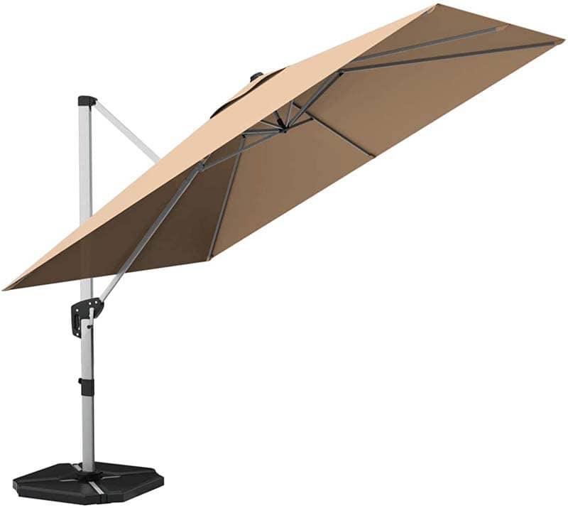 10 FT Outdoor Hanging Umbrella Patio Offset Cantilever Umbrella with Adjustable Tilt Setting