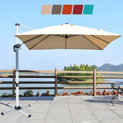 10 FT Outdoor Hanging Umbrella Patio Offset Cantilever Umbrella with Adjustable Tilt Setting