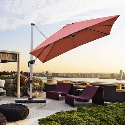 10 FT Outdoor Hanging Umbrella Patio Offset Cantilever Umbrella with Adjustable Tilt Setting