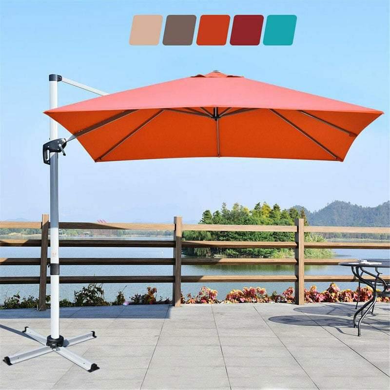 10 FT Outdoor Hanging Umbrella Patio Offset Cantilever Umbrella with Adjustable Tilt Setting